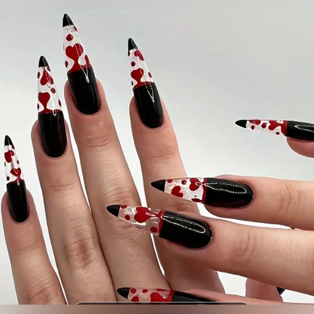 NIB • Press-On Claw Nails • BLK/RED